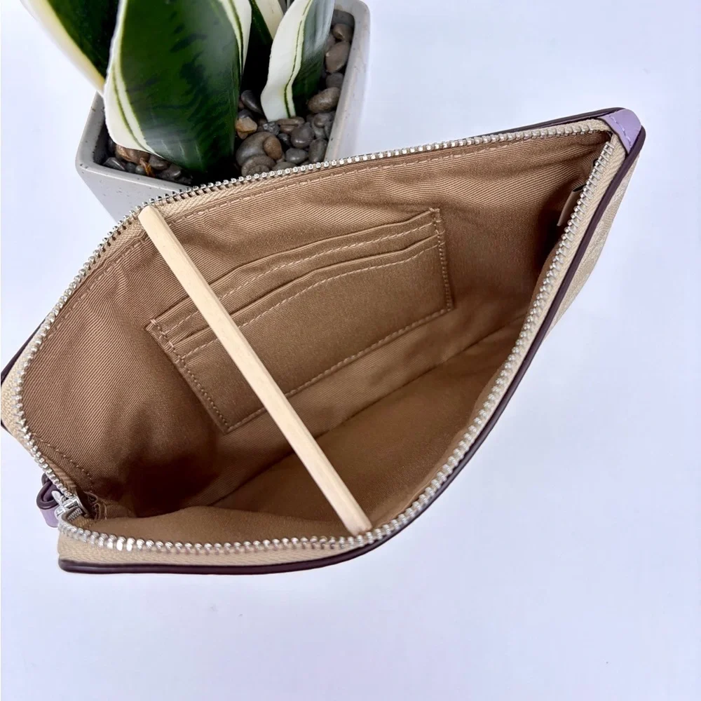 Coach Large Corner Zip Wristlet Wallet In Signature Canvas